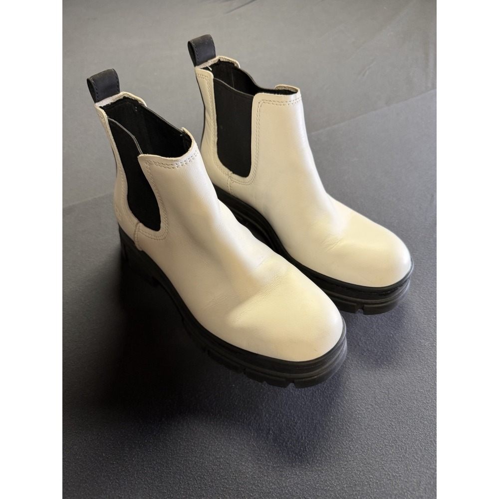 UGG Ashton Chelsea Waterproof Pull-on White Leather Women's Short Boots Sz 9
